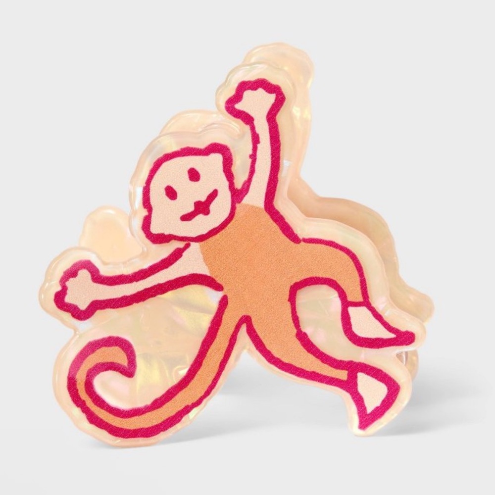 Roller Rabbit Pink and Peach Monkey Hair Clip